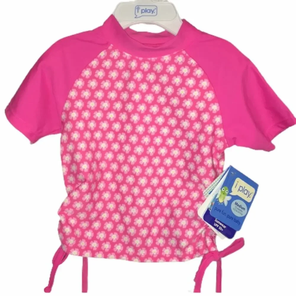 I Play Flower Swim Shirt Size 12 Months Pink